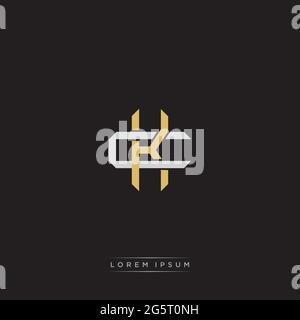 Initial letter overlapping interlock logo monogram line art style isolated on black background template Stock Vector