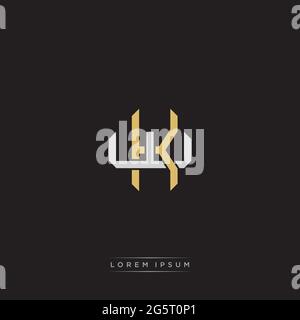 Initial letter overlapping interlock logo monogram line art style isolated on black background template Stock Vector