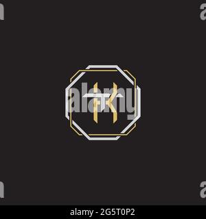 Initial letter overlapping interlock logo monogram line art style isolated on black background template Stock Vector