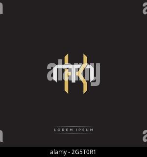 Initial letter overlapping interlock logo monogram line art style isolated on black background template Stock Vector