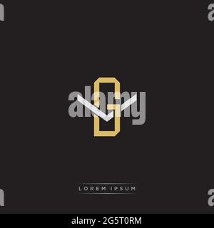 Initial letter overlapping interlock logo monogram line art style isolated on black background template Stock Vector