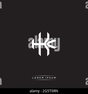 Initial letter overlapping interlock logo monogram line art style isolated on black background template Stock Vector
