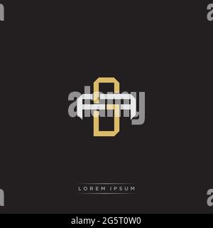 Initial letter overlapping interlock logo monogram line art style isolated on black background template Stock Vector