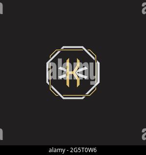 Initial letter overlapping interlock logo monogram line art style isolated on black background template Stock Vector