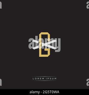 Initial letter overlapping interlock logo monogram line art style isolated on black background template Stock Vector