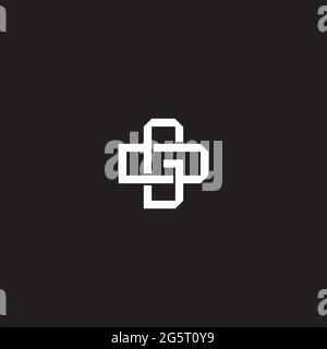 Initial letter overlapping interlock logo monogram line art style isolated on black background template Stock Vector