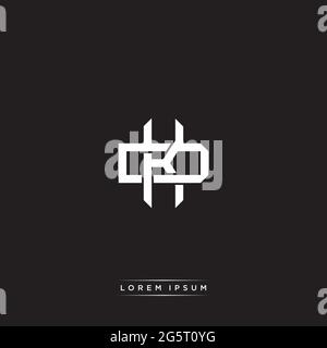 Initial letter overlapping interlock logo monogram line art style isolated on black background template Stock Vector
