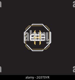 Initial letter overlapping interlock logo monogram line art style isolated on black background template Stock Vector