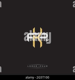 Initial letter overlapping interlock logo monogram line art style isolated on black background template Stock Vector