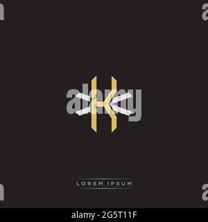 Initial letter overlapping interlock logo monogram line art style isolated on black background template Stock Vector