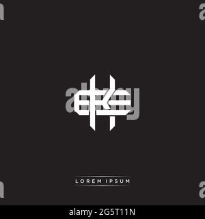 Initial letter overlapping interlock logo monogram line art style isolated on black background template Stock Vector