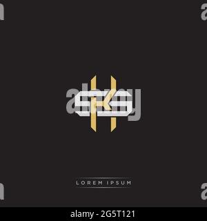 Initial letter overlapping interlock logo monogram line art style isolated on black background template Stock Vector