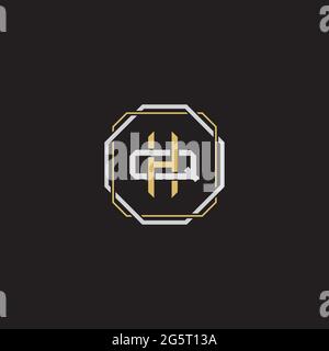 Initial letter overlapping interlock logo monogram line art style isolated on black background template Stock Vector