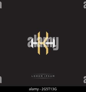Initial letter overlapping interlock logo monogram line art style isolated on black background template Stock Vector