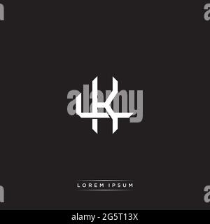Initial letter overlapping interlock logo monogram line art style isolated on black background template Stock Vector