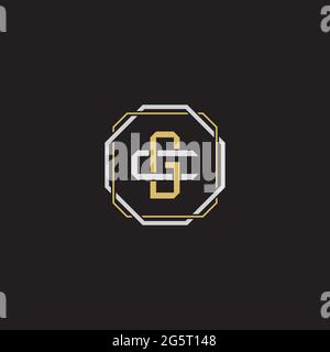 Initial letter overlapping interlock logo monogram line art style isolated on black background template Stock Vector