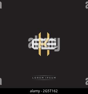 Initial letter overlapping interlock logo monogram line art style isolated on black background template Stock Vector