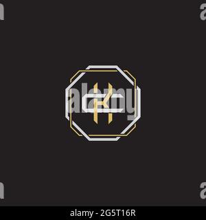 Initial letter overlapping interlock logo monogram line art style isolated on black background template Stock Vector