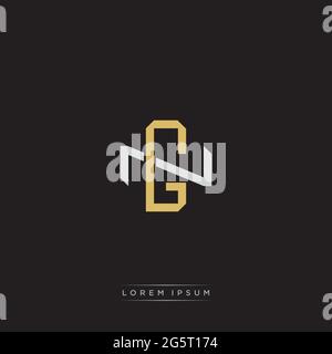 Initial letter overlapping interlock logo monogram line art style isolated on black background template Stock Vector