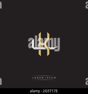 Initial letter overlapping interlock logo monogram line art style isolated on black background template Stock Vector