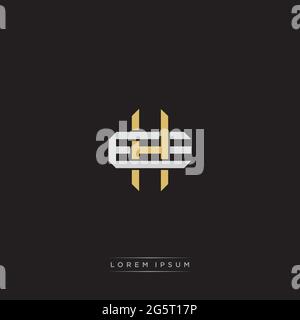 Initial letter overlapping interlock logo monogram line art style isolated on black background template Stock Vector