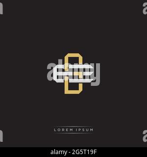 Initial letter overlapping interlock logo monogram line art style isolated on black background template Stock Vector