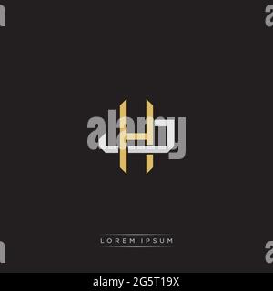 Initial letter overlapping interlock logo monogram line art style isolated on black background template Stock Vector