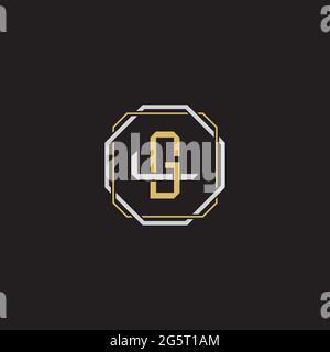 Initial letter overlapping interlock logo monogram line art style isolated on black background template Stock Vector