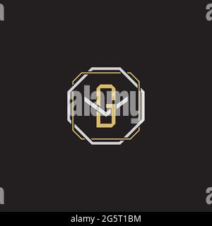 Initial letter overlapping interlock logo monogram line art style isolated on black background template Stock Vector