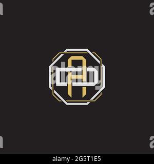 Initial letter overlapping interlock logo monogram line art style isolated on black background template Stock Vector