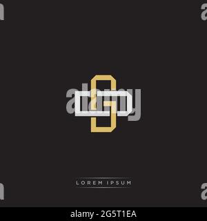 Initial letter overlapping interlock logo monogram line art style isolated on black background template Stock Vector