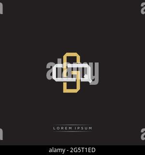 Initial letter overlapping interlock logo monogram line art style isolated on black background template Stock Vector