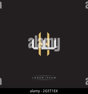 Initial letter overlapping interlock logo monogram line art style isolated on black background template Stock Vector