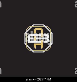Initial letter overlapping interlock logo monogram line art style isolated on black background template Stock Vector