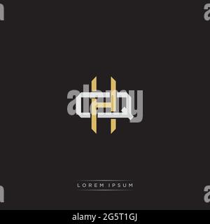 Initial letter overlapping interlock logo monogram line art style isolated on black background template Stock Vector