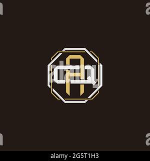Initial letter overlapping interlock logo monogram line art style isolated on black background template Stock Vector