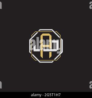 Initial letter overlapping interlock logo monogram line art style isolated on black background template Stock Vector