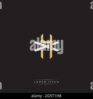 Initial letter overlapping interlock logo monogram line art style isolated on black background template Stock Vector