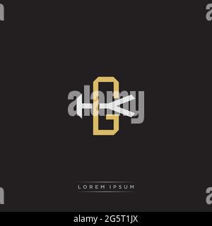 Initial letter overlapping interlock logo monogram line art style isolated on black background template Stock Vector
