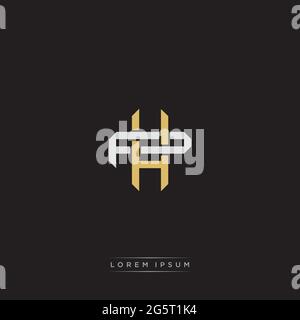 Initial letter overlapping interlock logo monogram line art style isolated on black background template Stock Vector