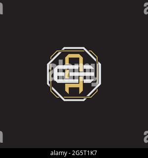 Initial letter overlapping interlock logo monogram line art style isolated on black background template Stock Vector