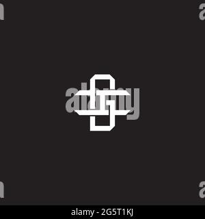 Initial letter overlapping interlock logo monogram line art style isolated on black background template Stock Vector