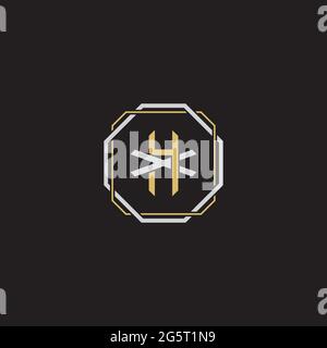 Initial letter overlapping interlock logo monogram line art style isolated on black background template Stock Vector
