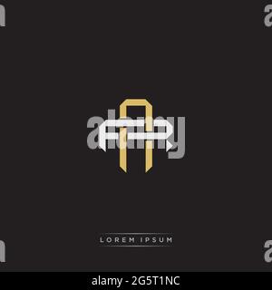 Initial letter overlapping interlock logo monogram line art style isolated on black background template Stock Vector