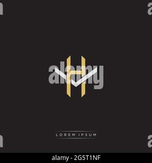 Initial letter overlapping interlock logo monogram line art style isolated on black background template Stock Vector