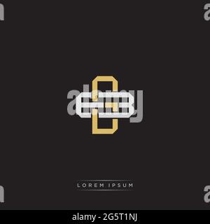Initial letter overlapping interlock logo monogram line art style isolated on black background template Stock Vector