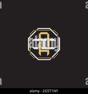 Initial letter overlapping interlock logo monogram line art style isolated on black background template Stock Vector