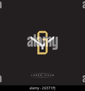 Initial letter overlapping interlock logo monogram line art style isolated on black background template Stock Vector