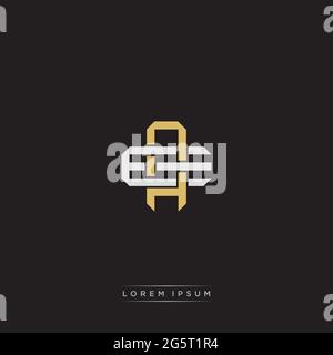 Initial letter overlapping interlock logo monogram line art style isolated on black background template Stock Vector