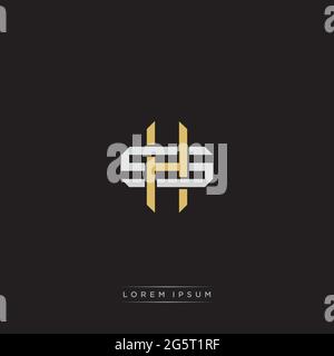 Initial letter overlapping interlock logo monogram line art style isolated on black background template Stock Vector